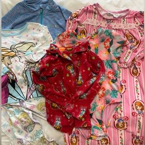 4T Girls Bundle:Frozen Pjs, Swimsuit, Under Armour, Dora PJ Top, Sofia 1st dress